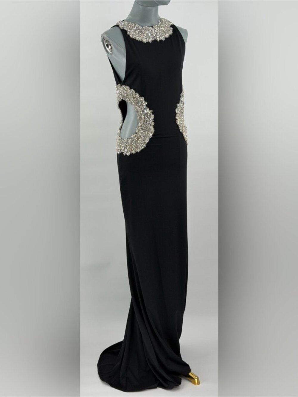 🆕 BRONX & BANCO 🧿 NWOT Camila Rhinestone Cut-Out Gown, Black - Sz L US 8 - Picture 11 of 15